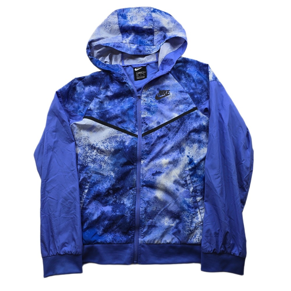 Nike Windrunner‎ Jacket Women XL Blue White Tie Dye Sportswear Hooded Running